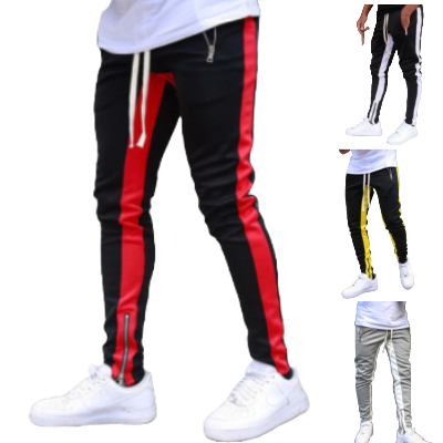 Trendy Red-Striped Cotton Joggers