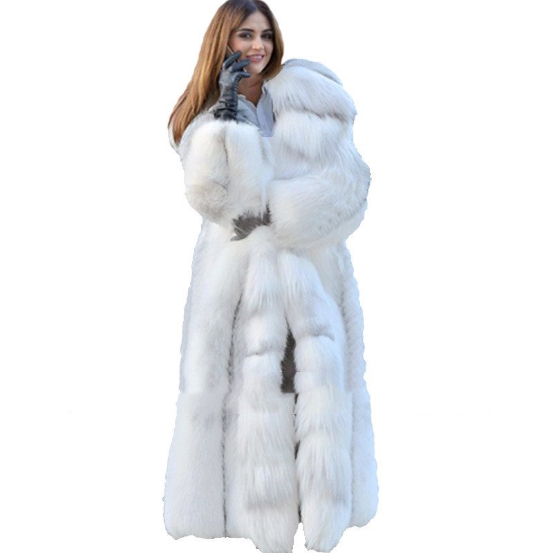 Luxurious Long White Fur Coat - 2XL, White