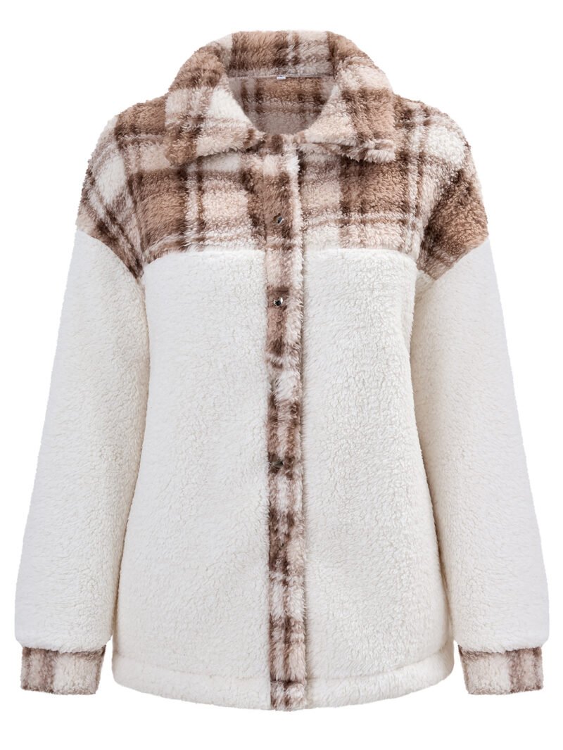 Loose Long Sleeve Plush Striped Cardigan - Image 5