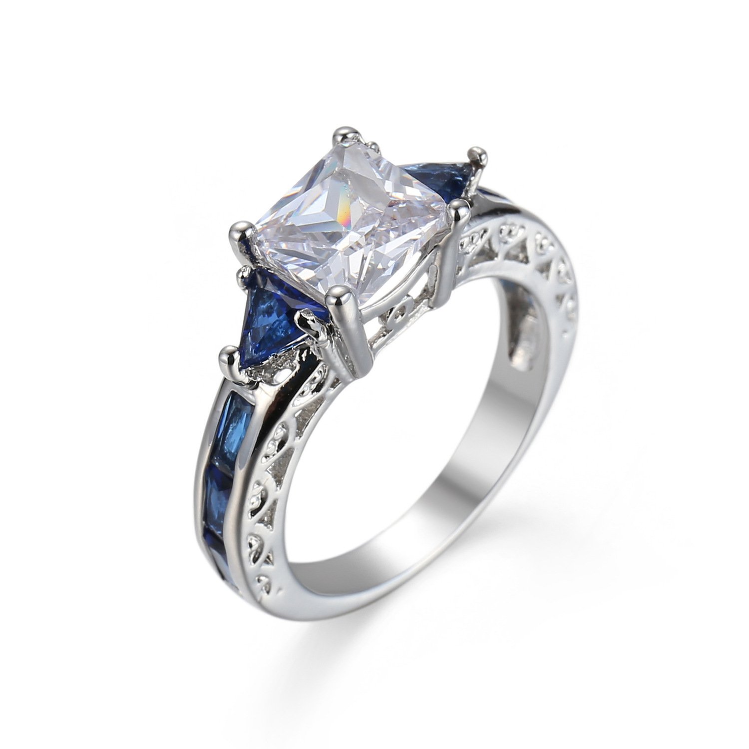 Sapphire Blue & White Gold Women's Ring