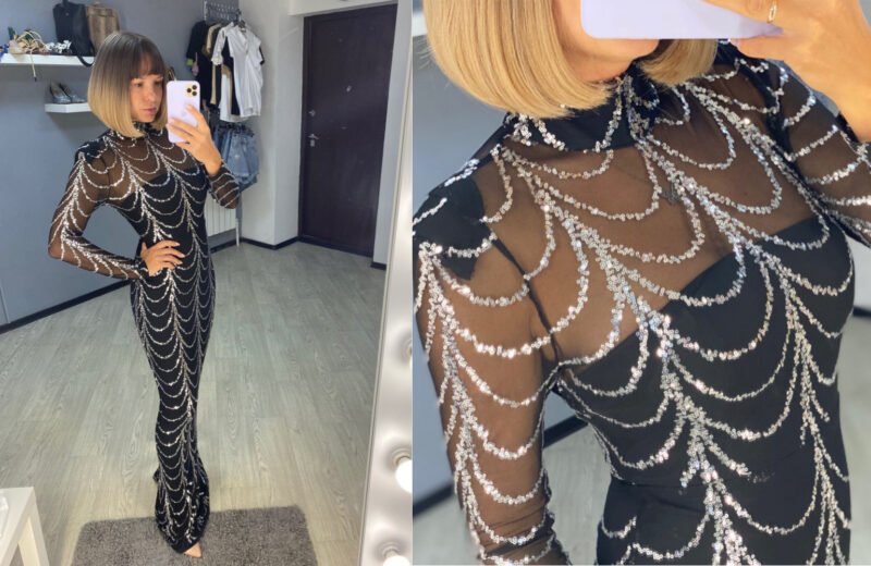 Black Gold Sequin Evening Dress Glamour Redefined - Image 5