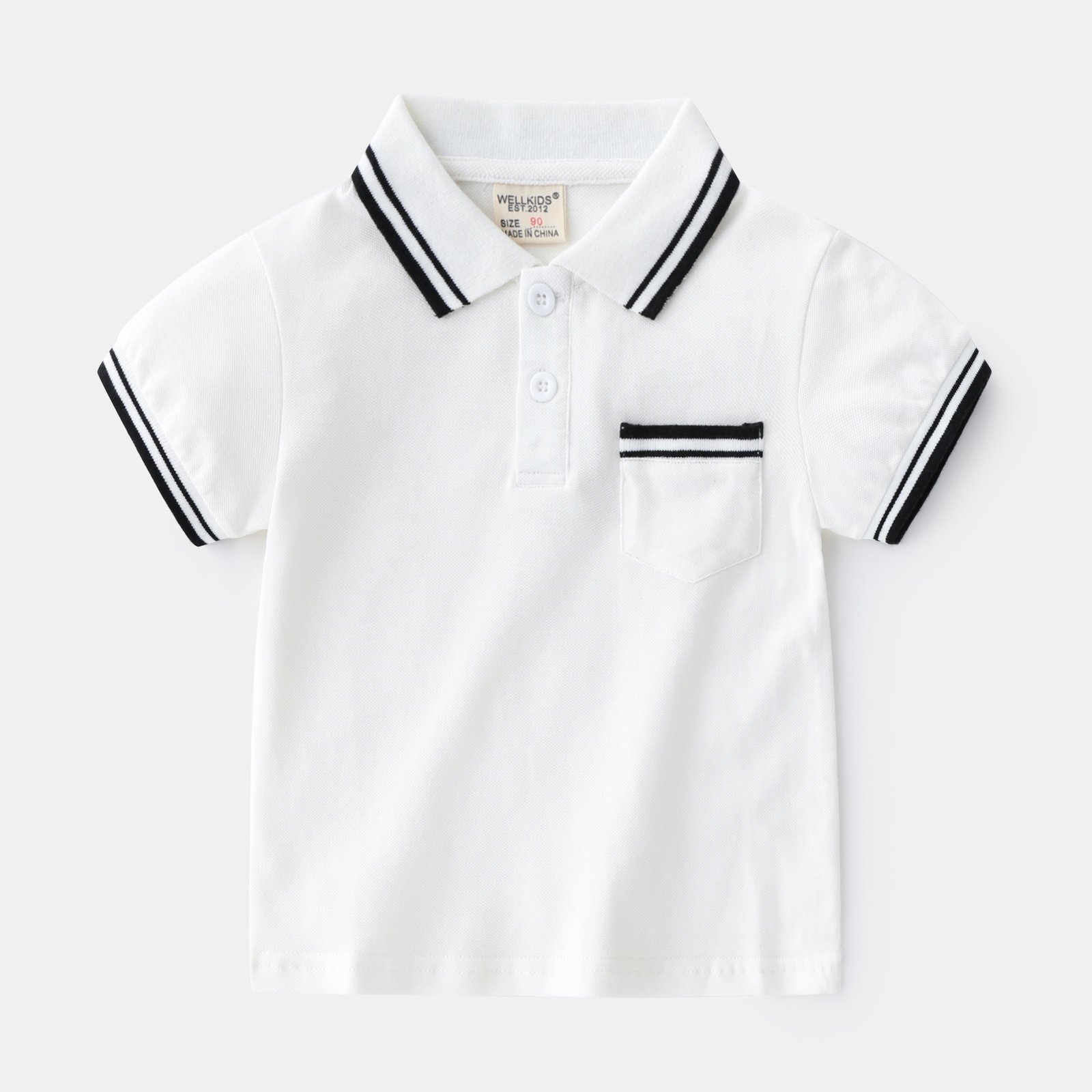 Boys' T-Shirt Summer Polo Shirt - 100cm, White