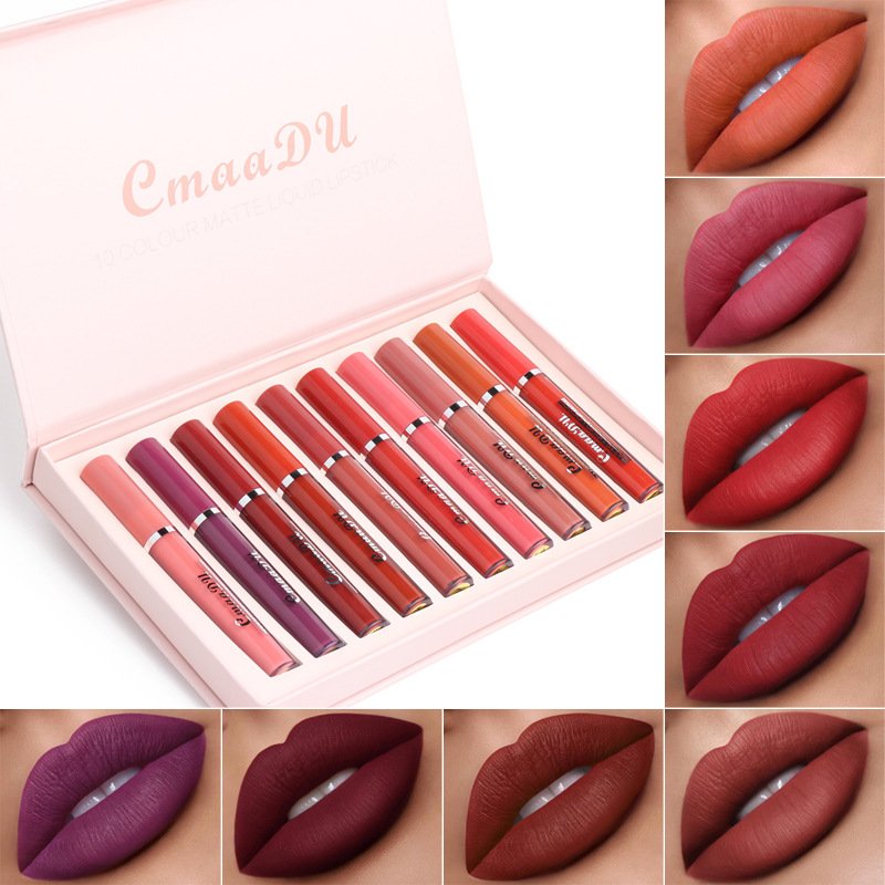 Luxurious Matte Liquid Lipstick Set by CmaaDu – 10 Shades of Elegance