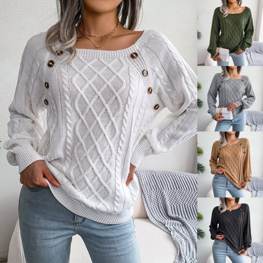 Cozy Classic Acrylic Square Collar Sweater