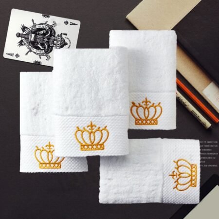 Crown Embroidered Cotton Towel Set - 35x75cm