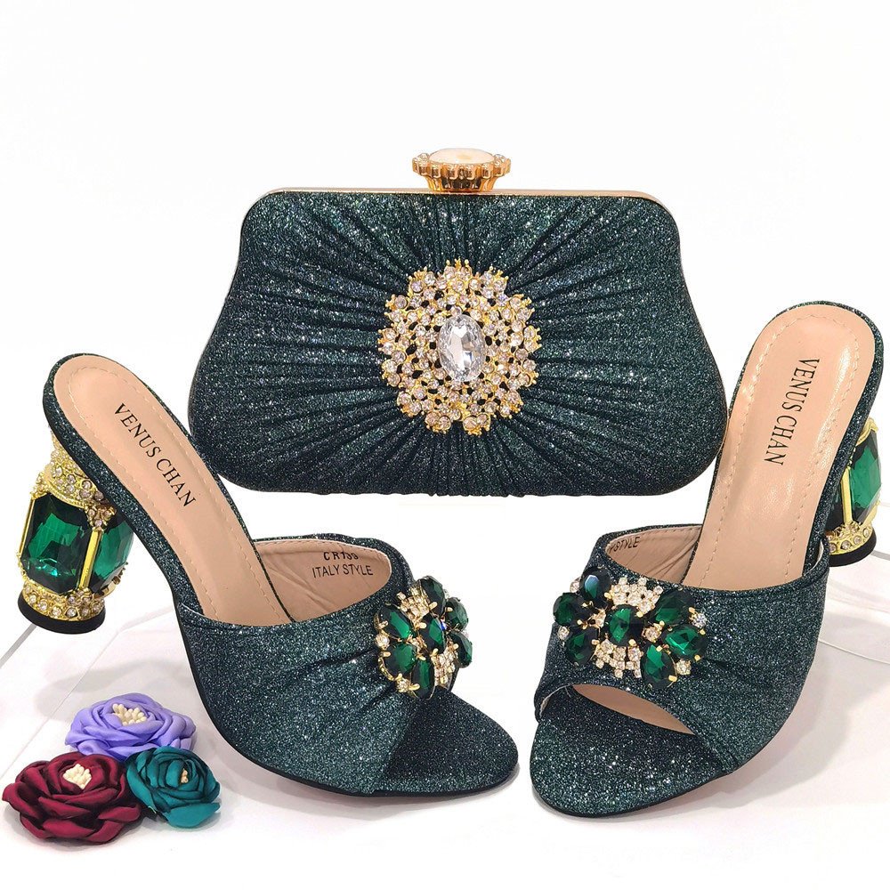 Elegant Rhinestone Fish Mouth Shoes & Clutch Set Dazzle in Every Step