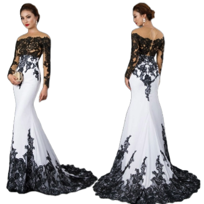 Enchanting Monochrome Mermaid Evening Gown Timeless Elegance for Every Occasion