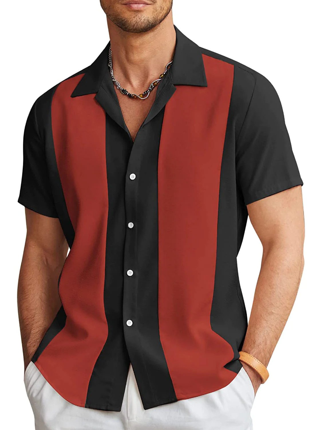 Two-Tone Leisure Polyester Shirt