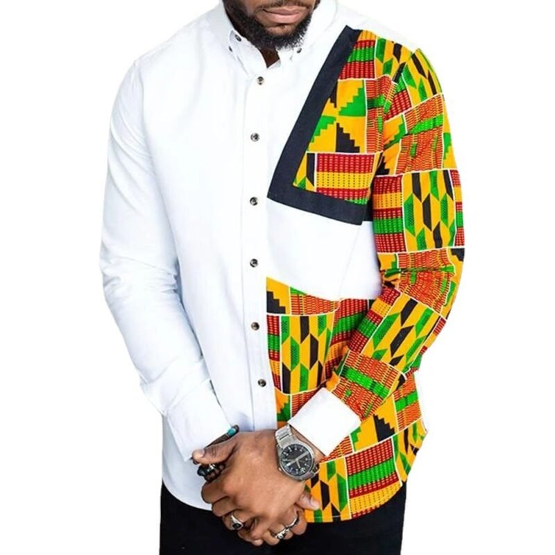 Fusion of Tradition: Men's African Print Cardigan Shirt – Embrace the National Style - Image 2