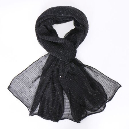 Elegant Wire Sequins All-Match Long Scarf - Black