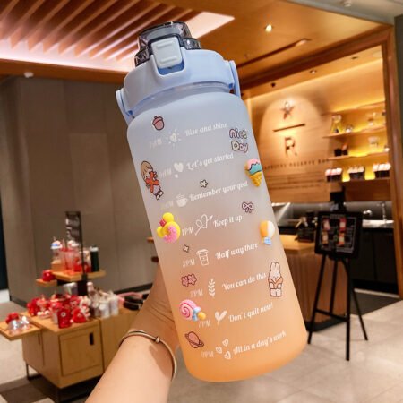 2l Stickers Water Bottle With Straw - style 5