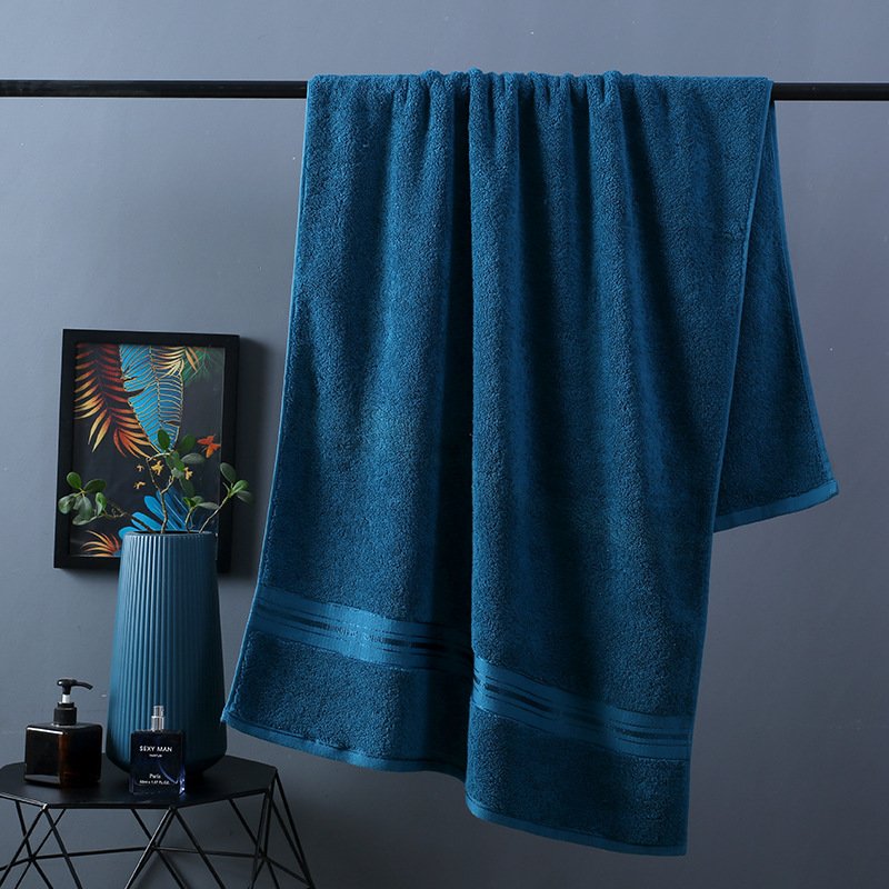 Pure Color Thick Cotton Bath Towel Set - Blue, Bath towel