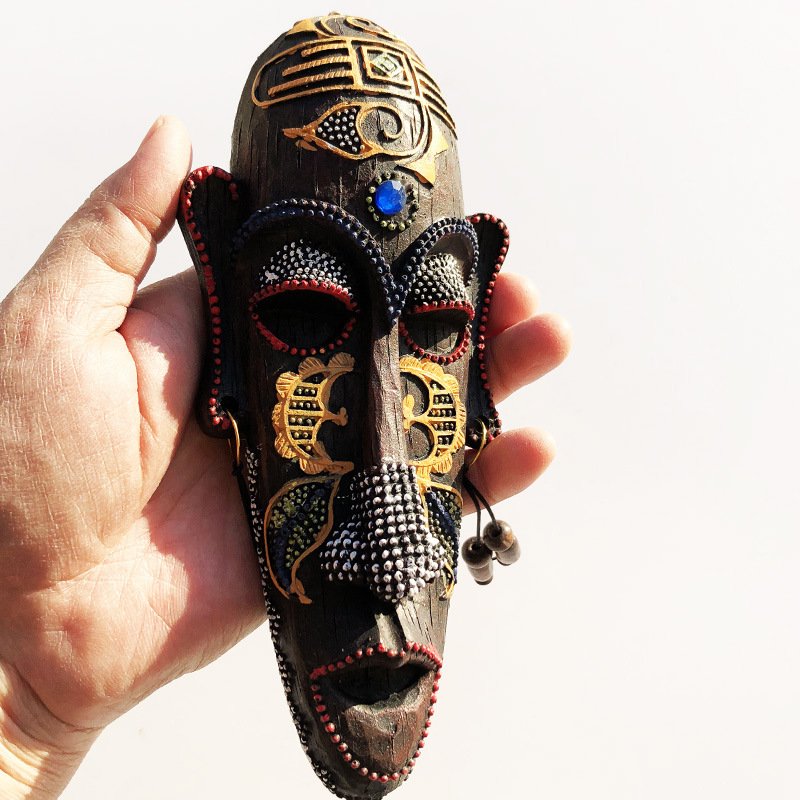 African Style Decorative Masks - Maroon
