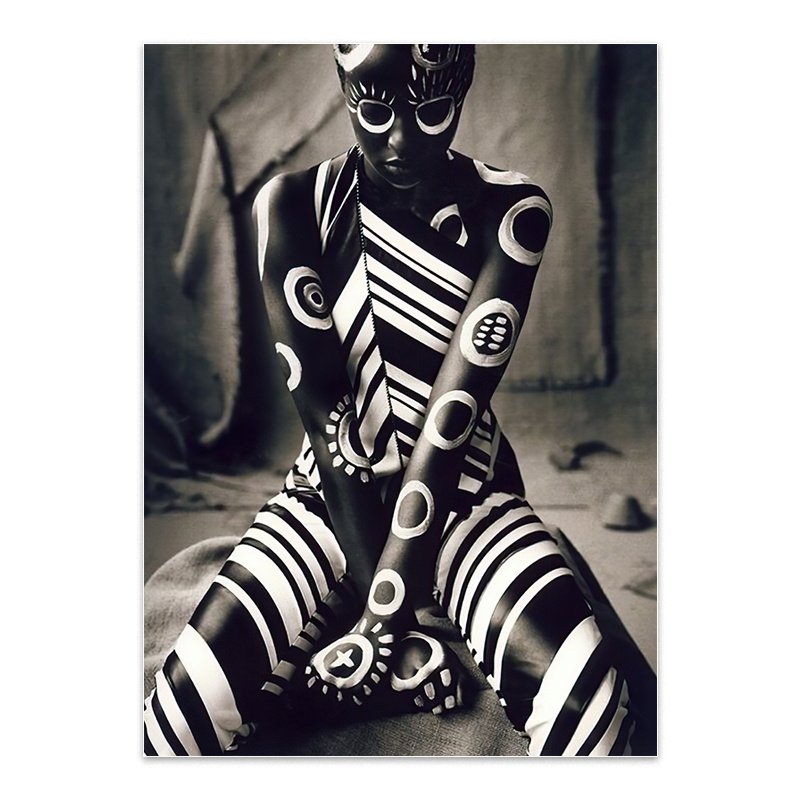 Black And White African Woman Innovative Pattern Canvas Art