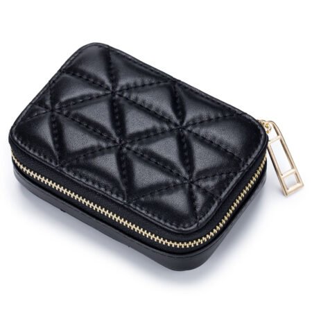Luxury Genuine Leather Lipstick Mini Cosmetic Bag - Black