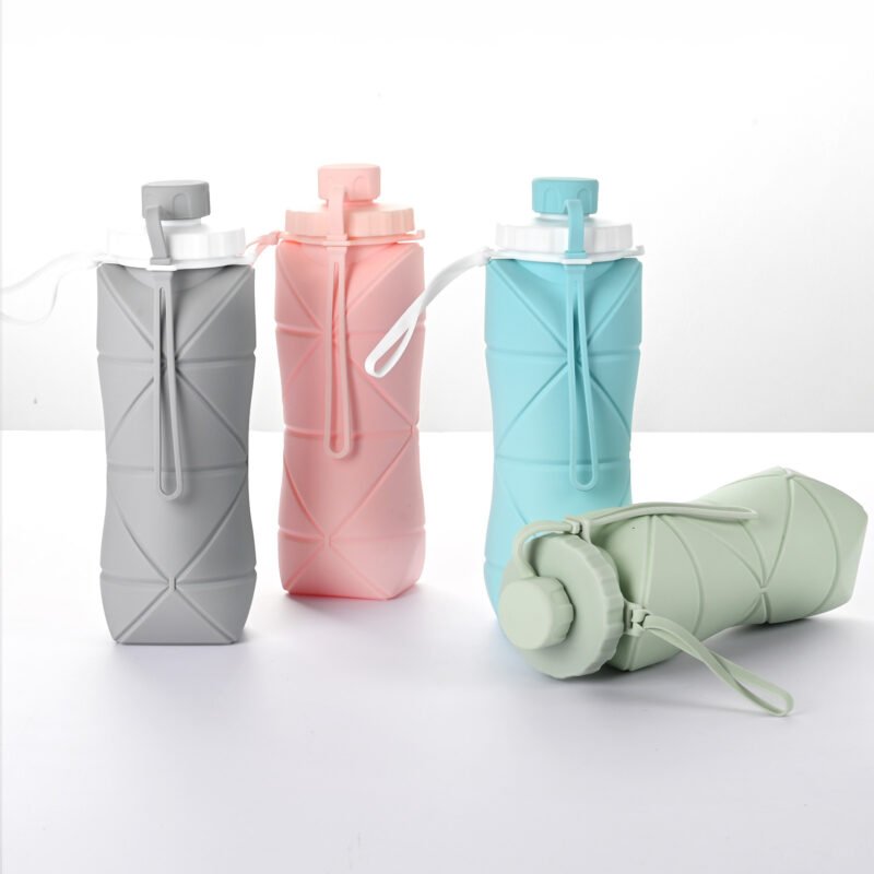 600ml Folding Silicone Water Bottle Sports Water Bottle - Image 4