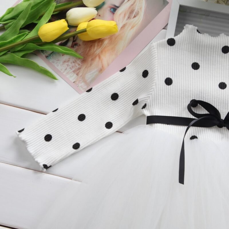 Enchanting Polka Dot Tulle Princess Dress for Little Girls - Image 7