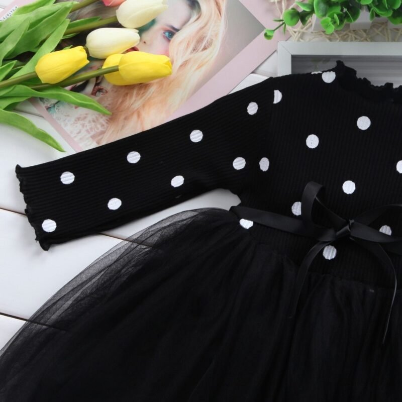 Enchanting Polka Dot Tulle Princess Dress for Little Girls - Image 5