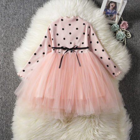Enchanting Polka Dot Tulle Princess Dress for Little Girls