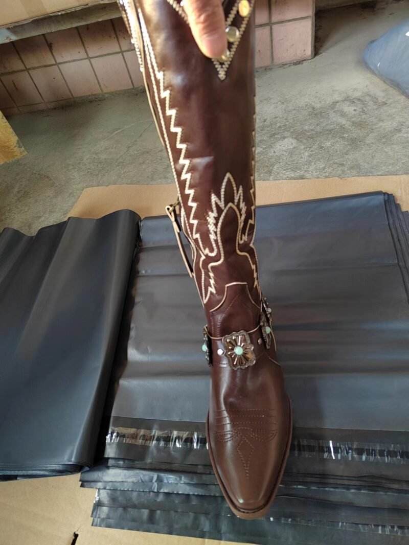 Embellished Denim Boots High Cylinder Western Flair - Image 9