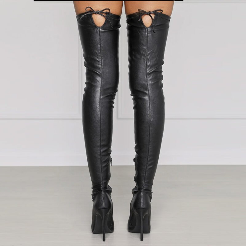 Bold and Sleek: High Stiletto Leather Boots - Image 5