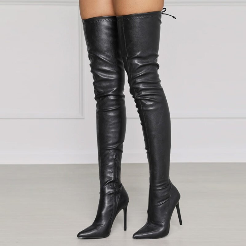 Bold and Sleek: High Stiletto Leather Boots - Image 4