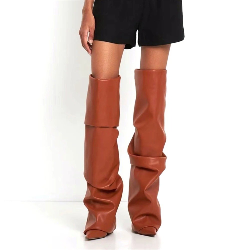 Chic Over-The-Knee Stiletto Retro Boots in Cowhide