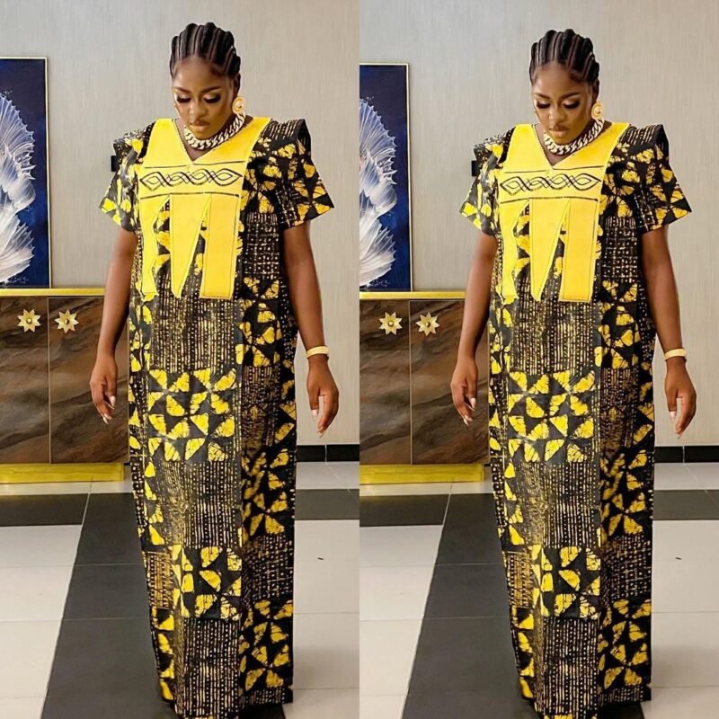 Plus Size Print Dress Women's Embroidery Muslim Robe - Image 10