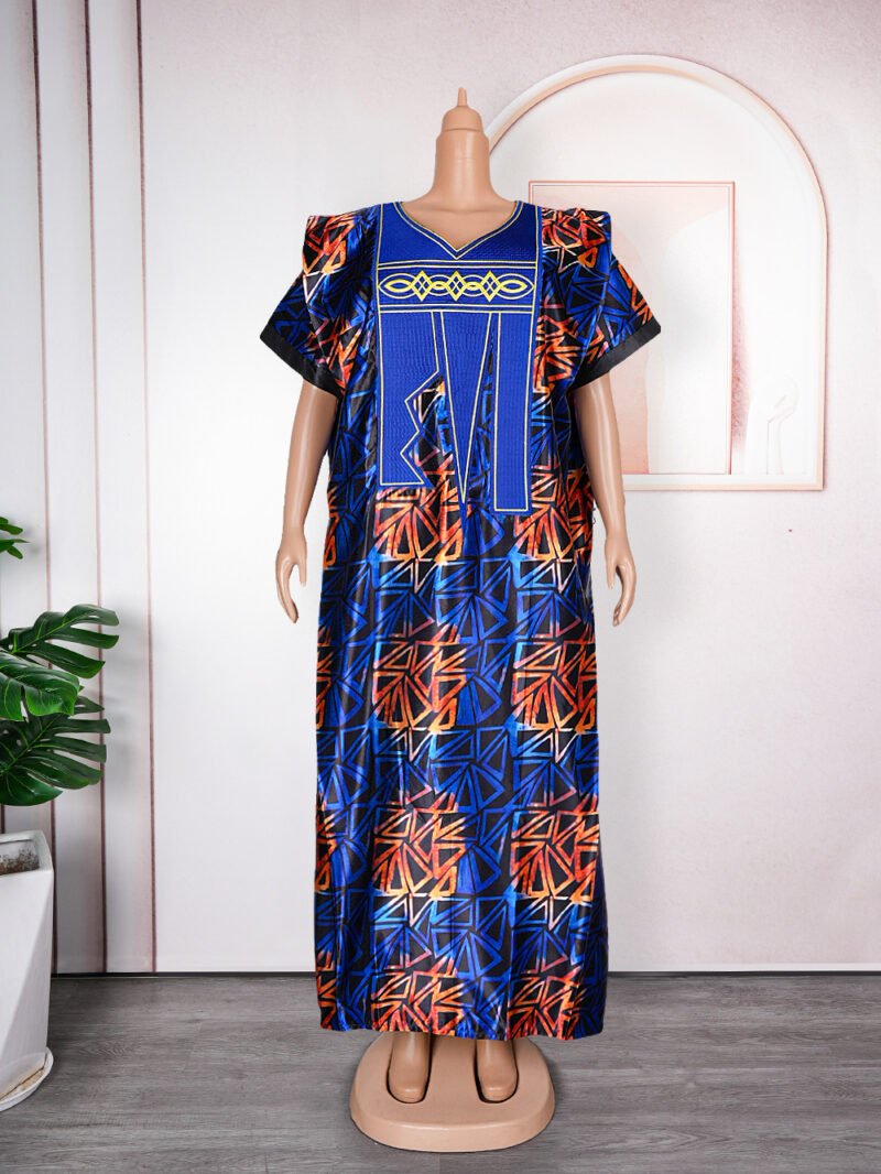 Plus Size Print Dress Women's Embroidery Muslim Robe - Image 2