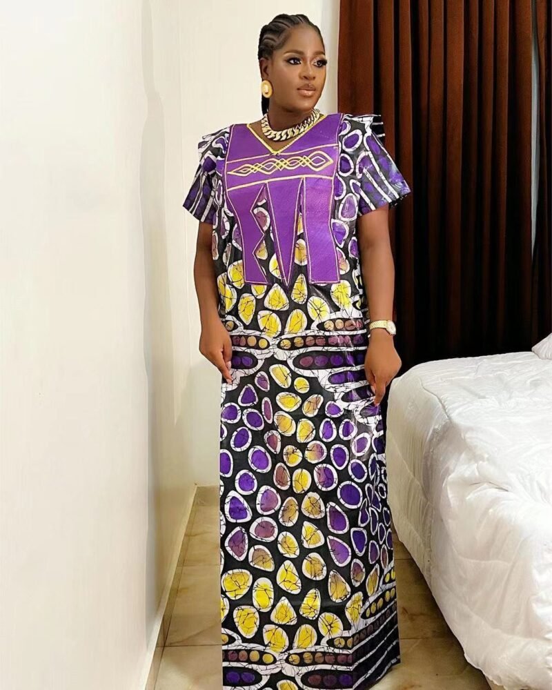 Plus Size Print Dress Women's Embroidery Muslim Robe - Image 8