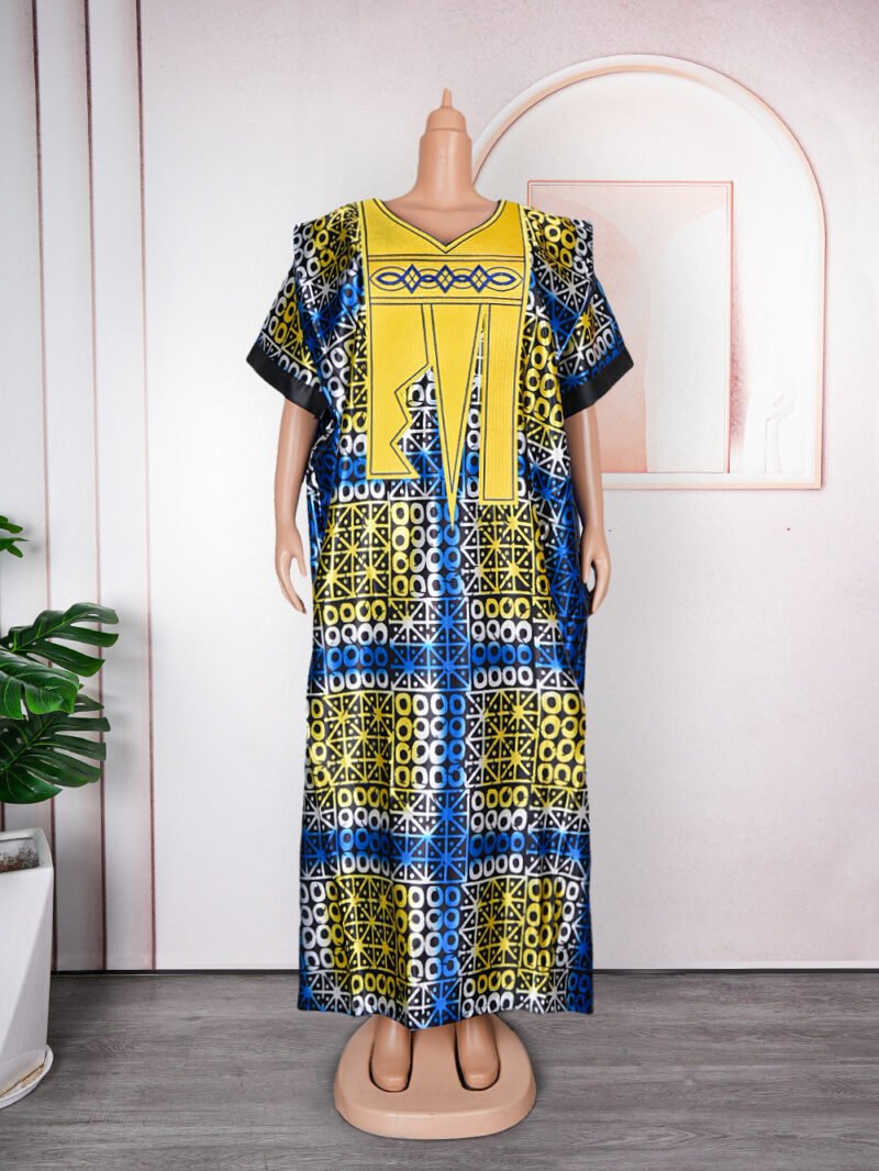 Plus Size Print Dress Women's Embroidery Muslim Robe - Image 5