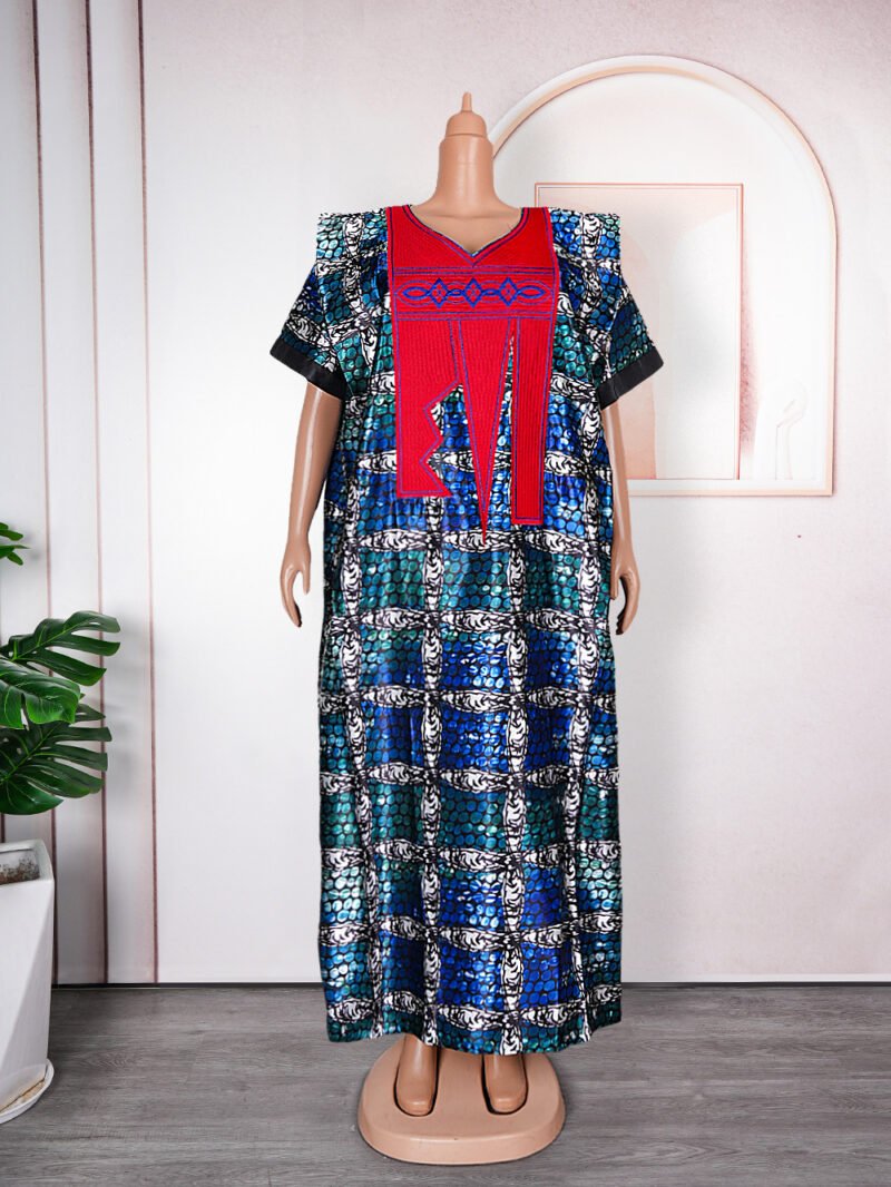 Plus Size Print Dress Women's Embroidery Muslim Robe - Image 4