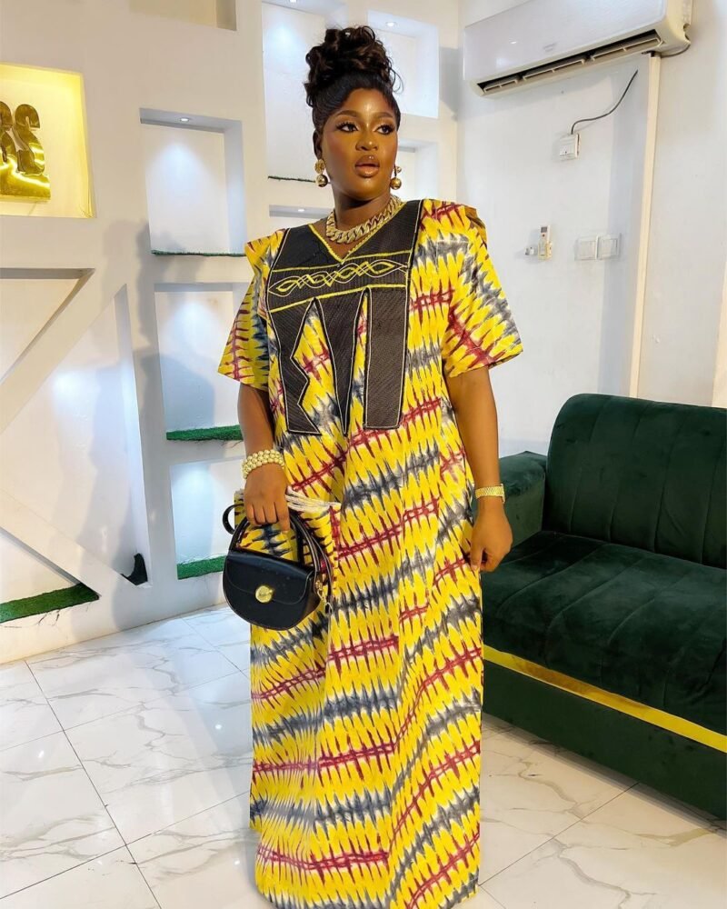 Plus Size Print Dress Women's Embroidery Muslim Robe - Image 6