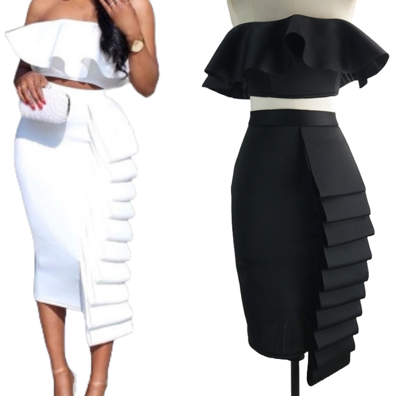 Fashion Minimalist Top and Skirt Set