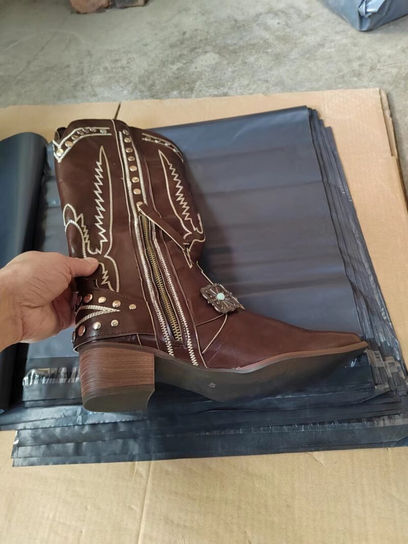 Embellished Denim Boots High Cylinder Western Flair - Image 10