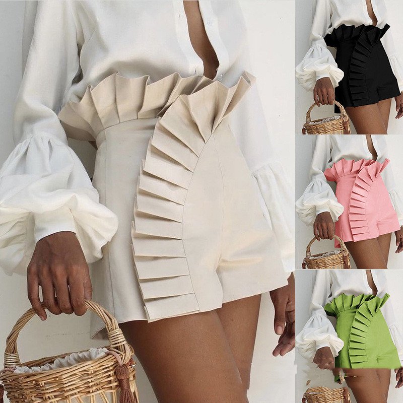 Fashion-Forward Solid Color Shorts Statement Ruffles