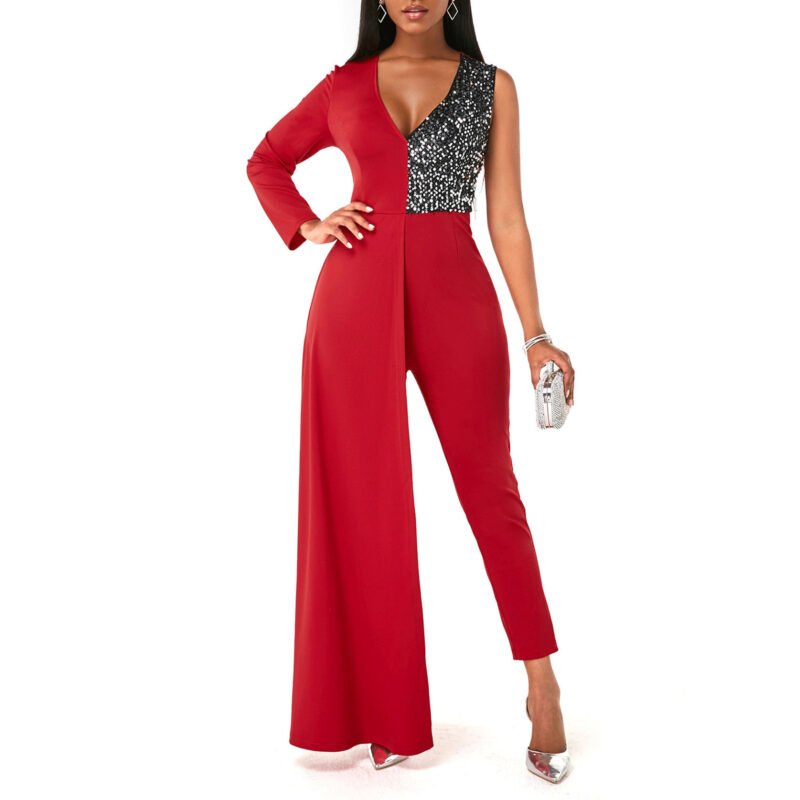 Elegant Contrast Sequin Jumpsuit - Image 9