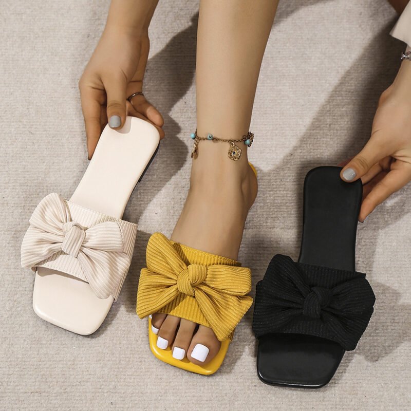 Elegant Bow-Knot Summer Slippers Outdoor Flat