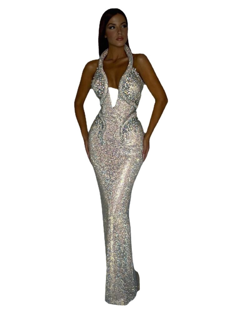 Sequined Diamond Gown Shimmer in the Night - Image 6