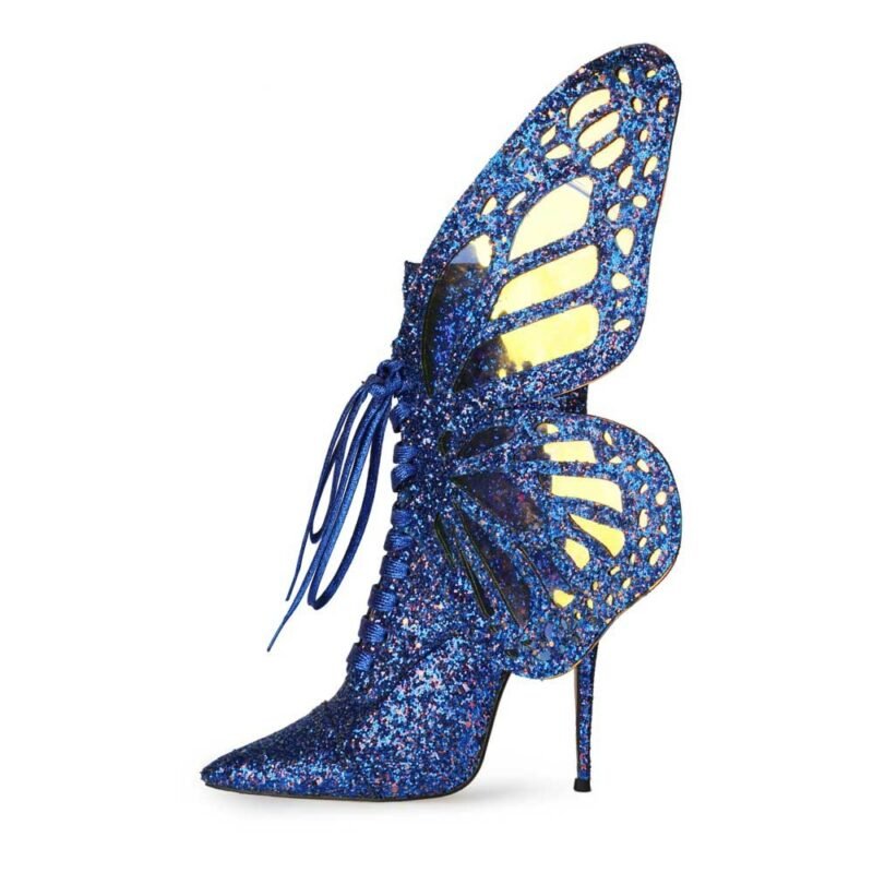 Enchanting Sequined Butterfly Wings Heel Boots