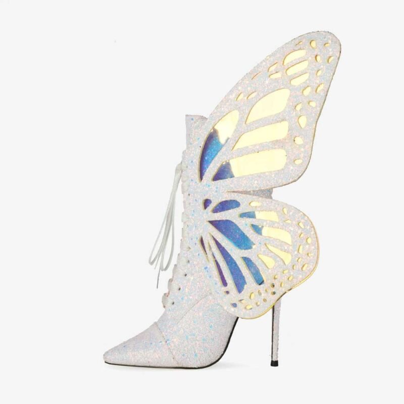 Enchanting Sequined Butterfly Wings Heel Boots