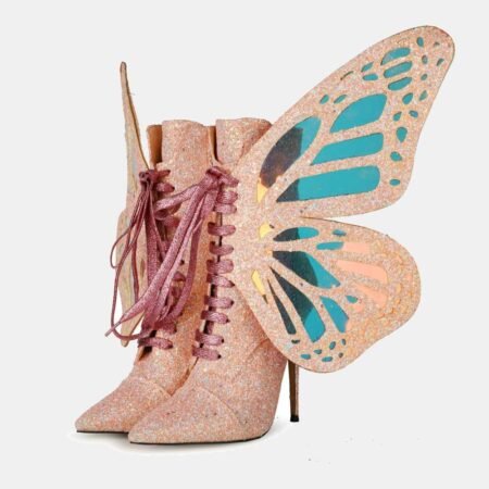 Enchanting Sequined Butterfly Wings Heel Boots