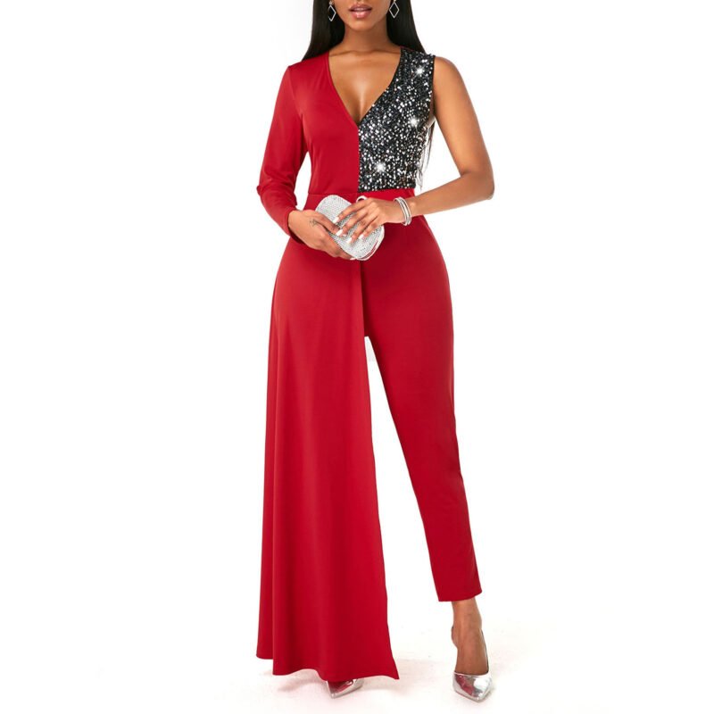 Elegant Contrast Sequin Jumpsuit - Image 8