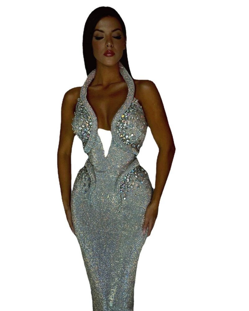 Sequined Diamond Gown Shimmer in the Night - Image 3
