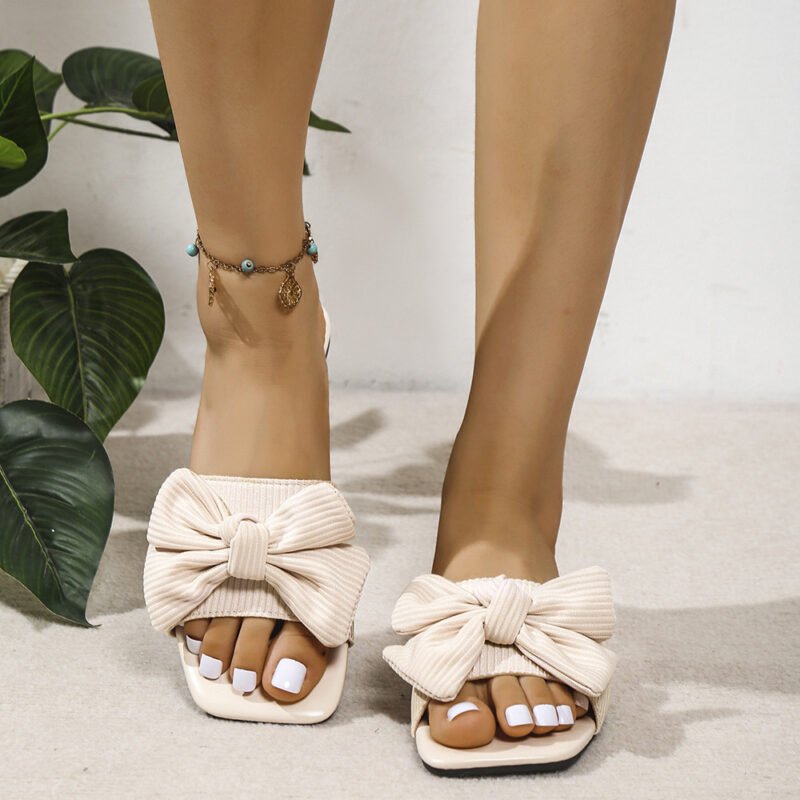 Elegant Bow-Knot Summer Slippers Outdoor Flat - Image 3