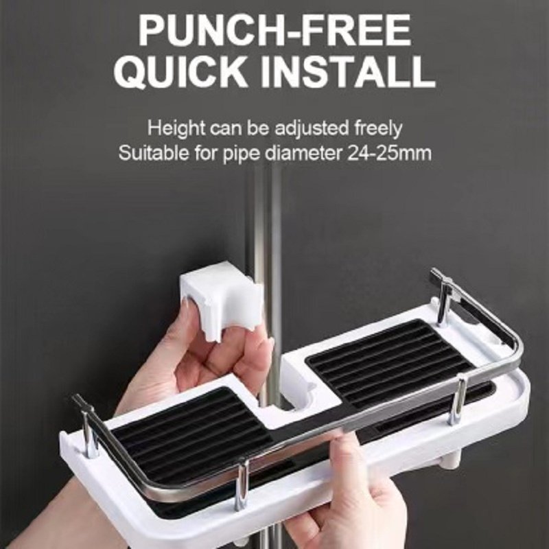 Innovative Punch-Free Shower Shelf