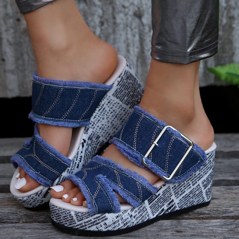 Peep Toe Wedge Platform Sandals